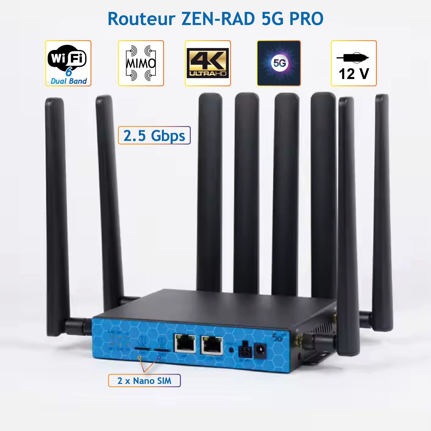 Pack Internet Stratos Pro - antenne 5G/4G + routeur ZEN-NET PRO 5G - idéal camping-cars